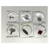 Six Assorted Metal Tobacco Tags with Printed Mount