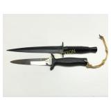 Two Combat-Style Knives with Black Handles