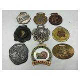 Nine Vintage Metal Fobs with Various Designs and L