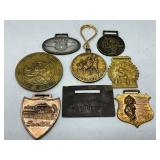 Eight Assorted Metal Medals and Fobs with Various