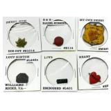 Six Pressed Vintage Chewing Gum Pieces in Display