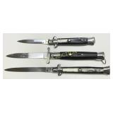 Three Italian Switchblade Knives with Stainless St