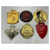 Six Decorative Metal Fobs Featuring Native America