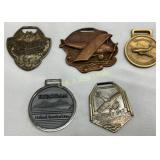 Five Aviation-Themed Metal Luggage Tags