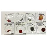 Eight Embossed Tobacco Tags, Various Brands and De