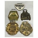 Five Vintage Watch Fobs Featuring Automotive-Theme
