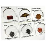 6 Vintage Tobacco Tags in Coin Holders