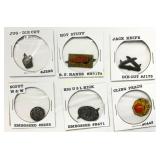 6 Die-Cut and Embossed Tin Tags in Labeled Display