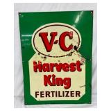 1962 V-C Harvest King Fertilizer SS Metal Sign, 18