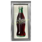 Metal Coca-Cola Sign with Bottle Graphic in Silver