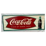 Coca-Cola Fishtail Tin Sign, 32in x 12in
