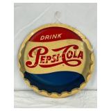 Pepsi-Cola Bottle Cap Sign, w/CB Back, 9 inches