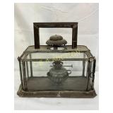 Metal & Glass Lantern w/Interior Oil Burner, 12x11