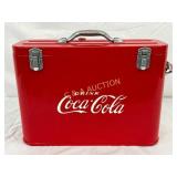Coca-Cola Red Metal Cooler Box with Handle and Bot
