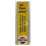 Pepsi-Cola Metal Thermometer, 28 x 8 Inches