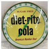 12in. Diet Rite Cola Glass Face Promotional Thermo