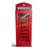 British-Style Metal Phone Booth with Glass Panels