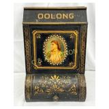 Oolong Tea Bin with Hand-Painted Design, 11in by 1