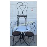 Early Ice Cream Parlor Table with Marble Top and T
