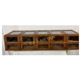 Early Wooden Seed Cabinet with Five Glass Lid Comp