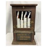Wooden Safety Match Dispenser with Glass Front, 11