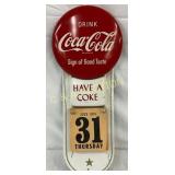 1975 Coca-Cola Metal Advertising Wall Calendar, 7×