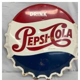 Pepsi-Cola Metal Bottle Cap Sign, 30 Inches