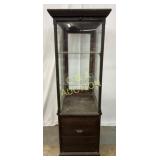 Wooden Display Case with Glass Panels and Single D
