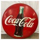 48in. Coca-Cola Metal Button Sign with Bottle Gra