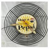 Pepsi-Cola Metal Clock with Wire Cage, 19 Inches