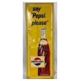 Emb. Pepsi-Cola Metal Sign, 17in x 47in