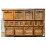 Oak Seed Cabinet with 18 Compartments and Brass Pn