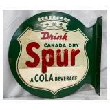 Drink Canada Dry Spur Cola Flanged Tin Sign, 18×18