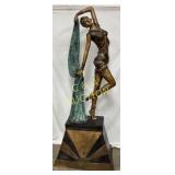 Dancing Woman Metal Statue with Decorative Base, 3