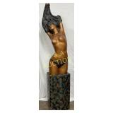 Statue of a Woman on Geometric Base, 77in Tall