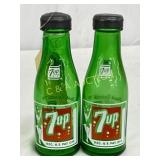 7UP Glass Bottle Salt and Pepper Shakers, 6-Inch