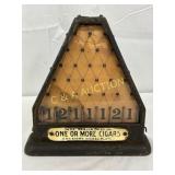 Early Metal Coin-Operated Cigar Game, 9×9 Inches