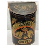 Early Painted Tin Coffee Bin, 11 1/2´´ x 16 1/2´´
