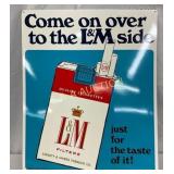 Embossed Metal Advertising Sign for L&M Cigarettes