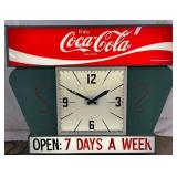 Early Coca-Cola Light-Up Clock Scoreboard, 50in x
