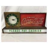 Coca-Cola Glass Front Light-Up Clock, 19 1/2 x 9