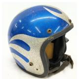 8in by 9in Blue and Silver Glitter Flame Motorcycl