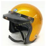 Gold Glitter Open-Face Racing Helmet with Black Vi