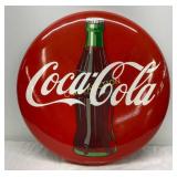 24-Inch Porcelain Coca-Cola Button Sign with Bottl