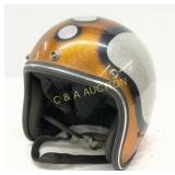 Metallic Orange and Silver Open-Face Motorcycle He