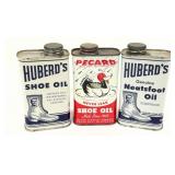 Three 8 oz Cans: Huberdï¿½s Neatsfoot & Shoe Oil, Pe