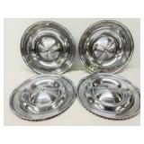 Four Chrome-Plated Steel Hubcaps with Ribbed Desig