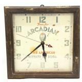 Wood-Framed Advertising Wall Clock for Arcadian Ni