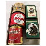 Five Vintage Tobacco Cans Including Model, Amphora