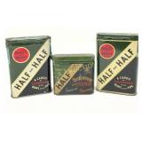 Three Half and Half Tobacco Tins with Advertising